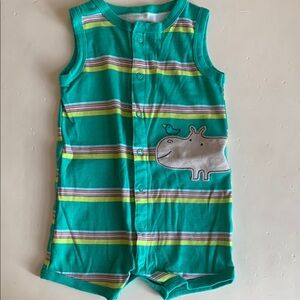 Carter’s 18 Months Striped Green Hippo Romper